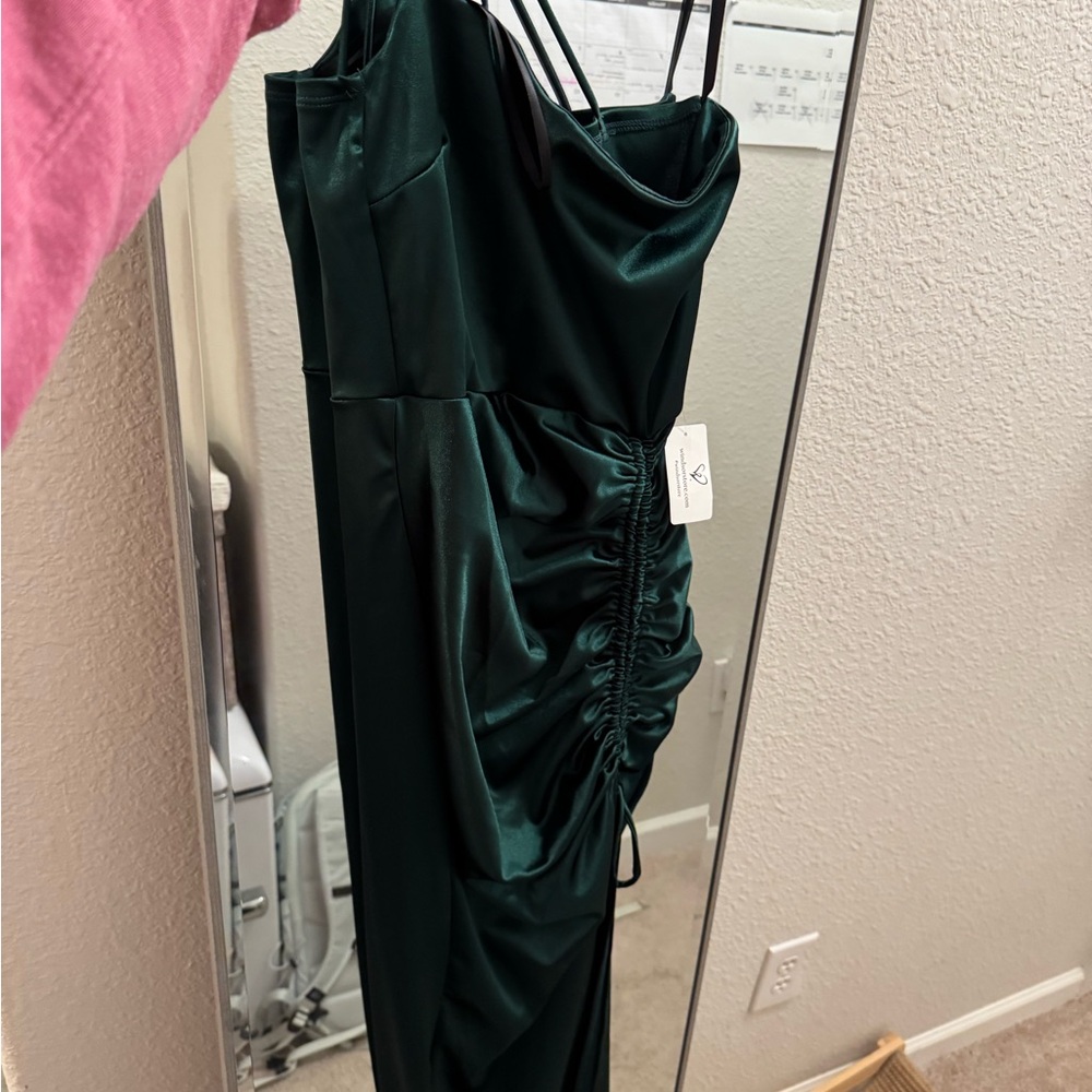 Dark green long formal dress Never